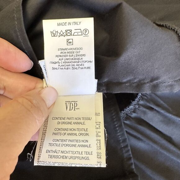 VDP Collection Black Long Sleeve Embellished Collar Peplum Blouse Sz 10/46 - Picture 16 of 16